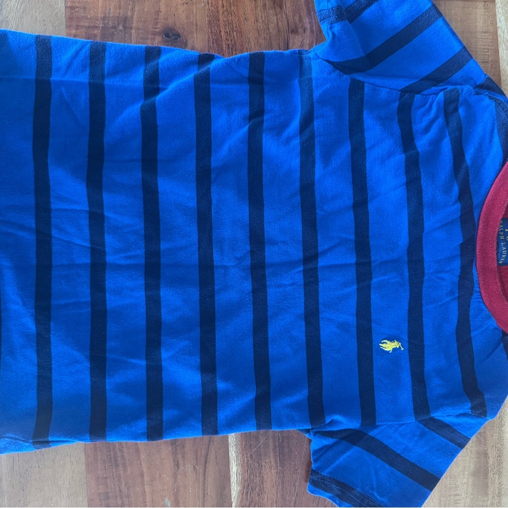 Polo by Ralph Lauren Blue and Red Shirt with Yellow Logo